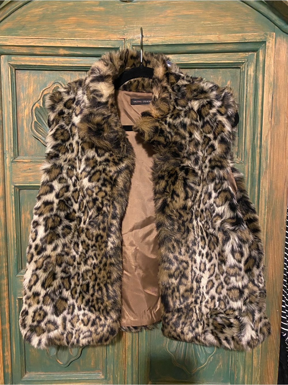 Valerie Stevens Faux Fur Leopard-Print Vest - Brown/Black